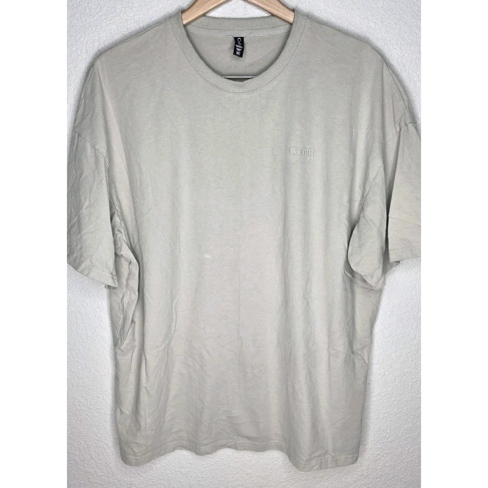 Comfrt Oversized Cotton Drop Shoulder Tee Lounge Unisex M Beige Gym Shirt